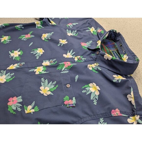 William Murray Shirt Mens Large Short Sleeve Button Colorful Floral Blue - Picture 16 of 16
